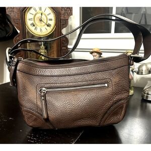 Vintage Coach F12321 Brown Pebbled Leather Hobo Shoulder Bag